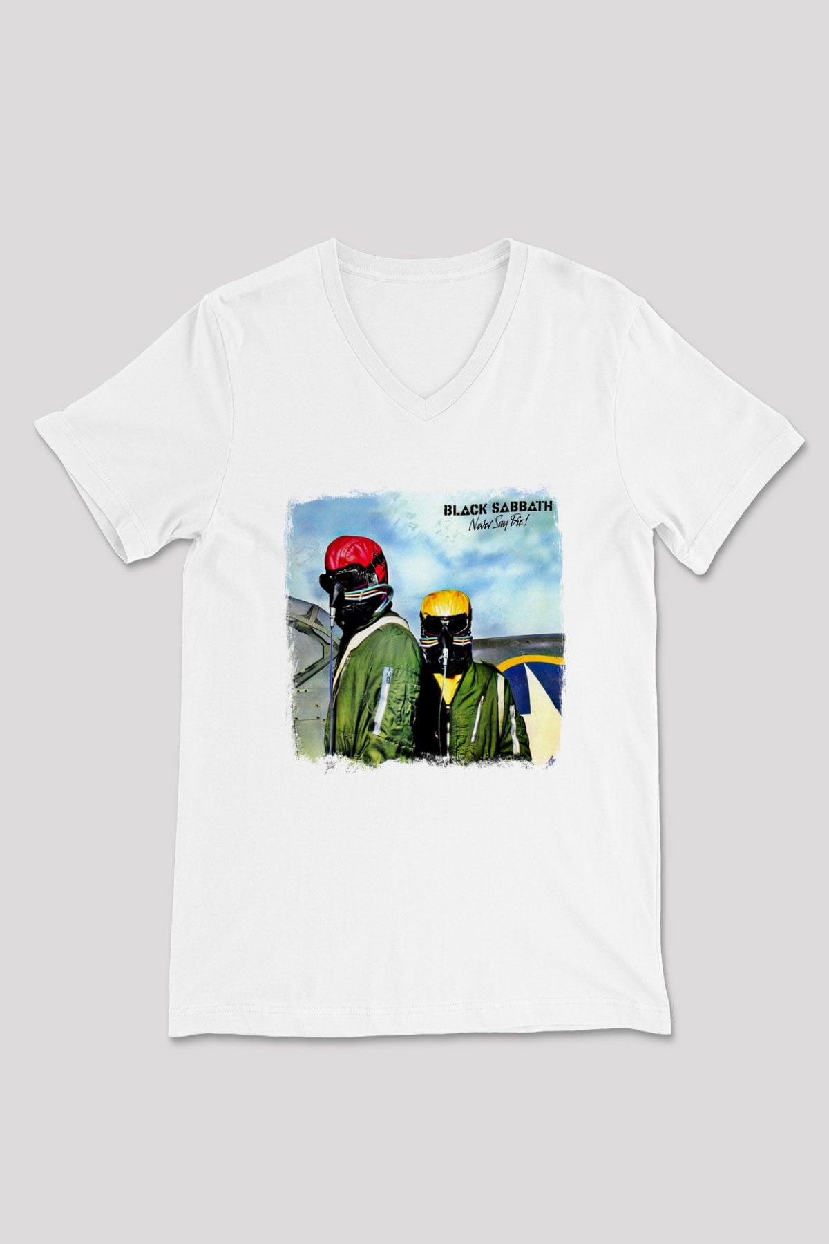 Black Sabbath Baskılı Unisex Beyaz V Yaka Tişört