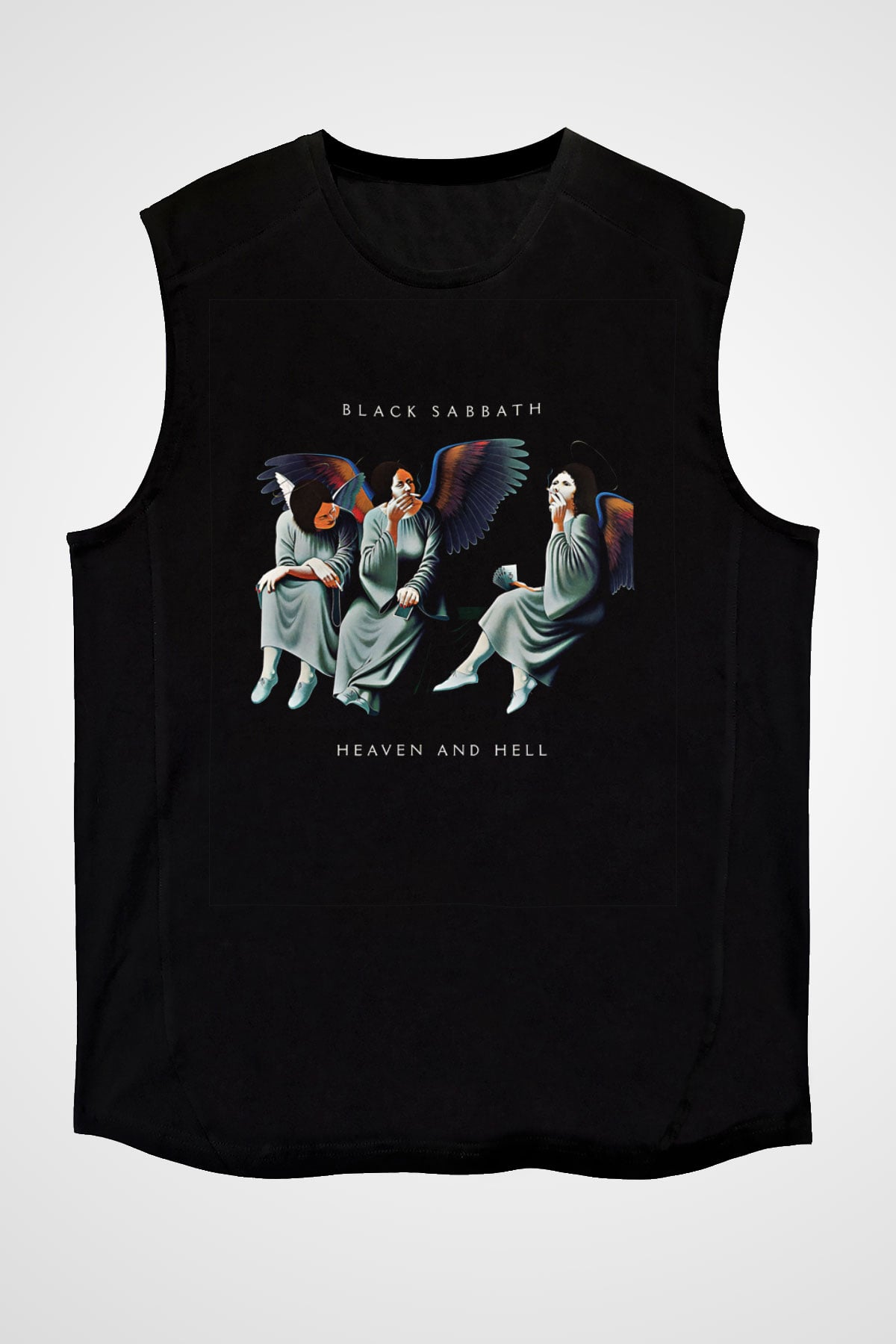 Black Sabbath Baskılı Unisex Siyah Kolsuz Tişört