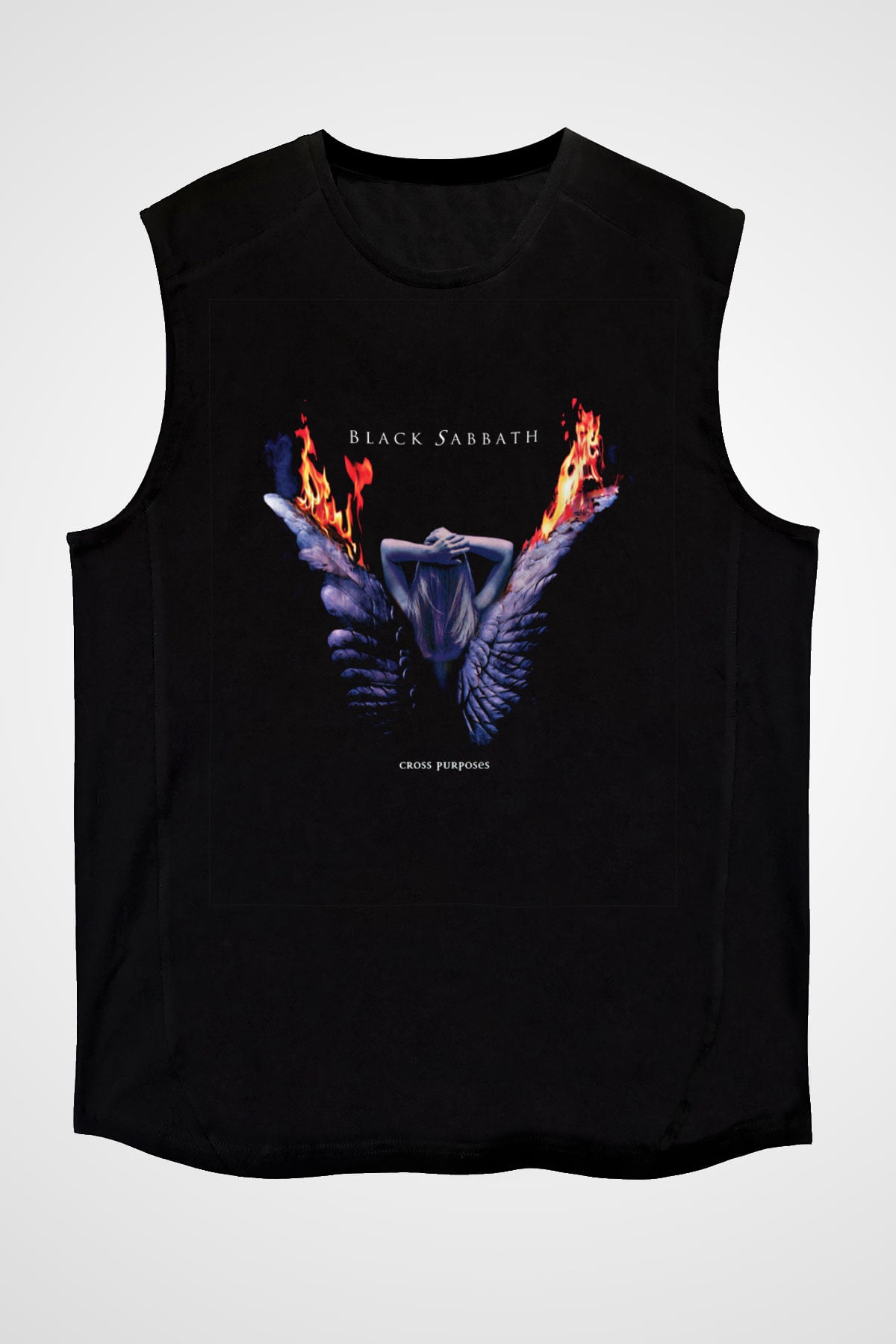 Black Sabbath Baskılı Unisex Siyah Kolsuz Tişört