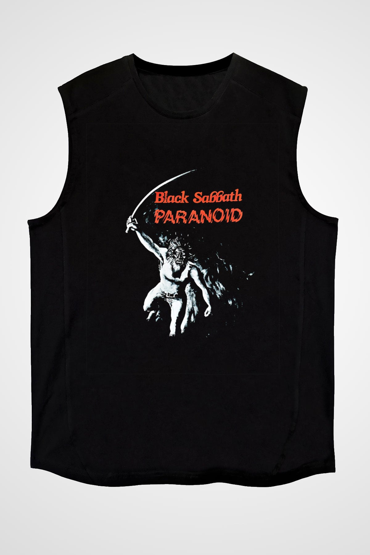 Black Sabbath Baskılı Unisex Siyah Kolsuz Tişört