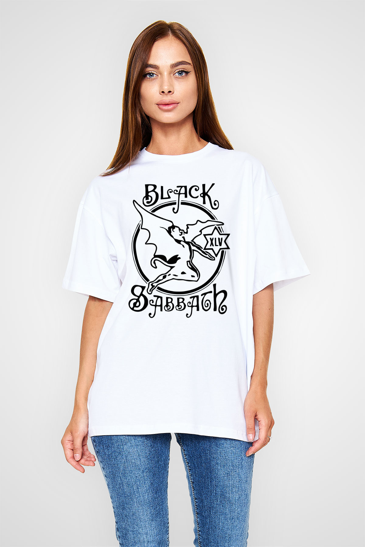 Black Sabbath Beyaz Unisex Oversize Tişört T-Shirt