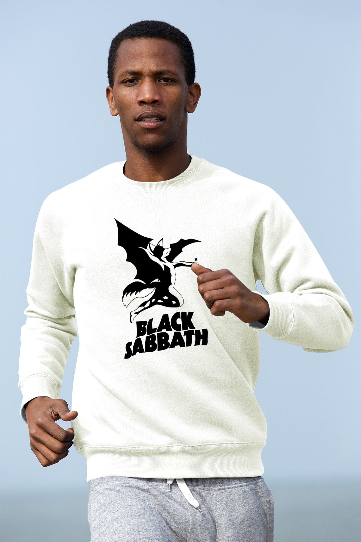 Black Sabbath Beyaz Unisex Sweatshirt