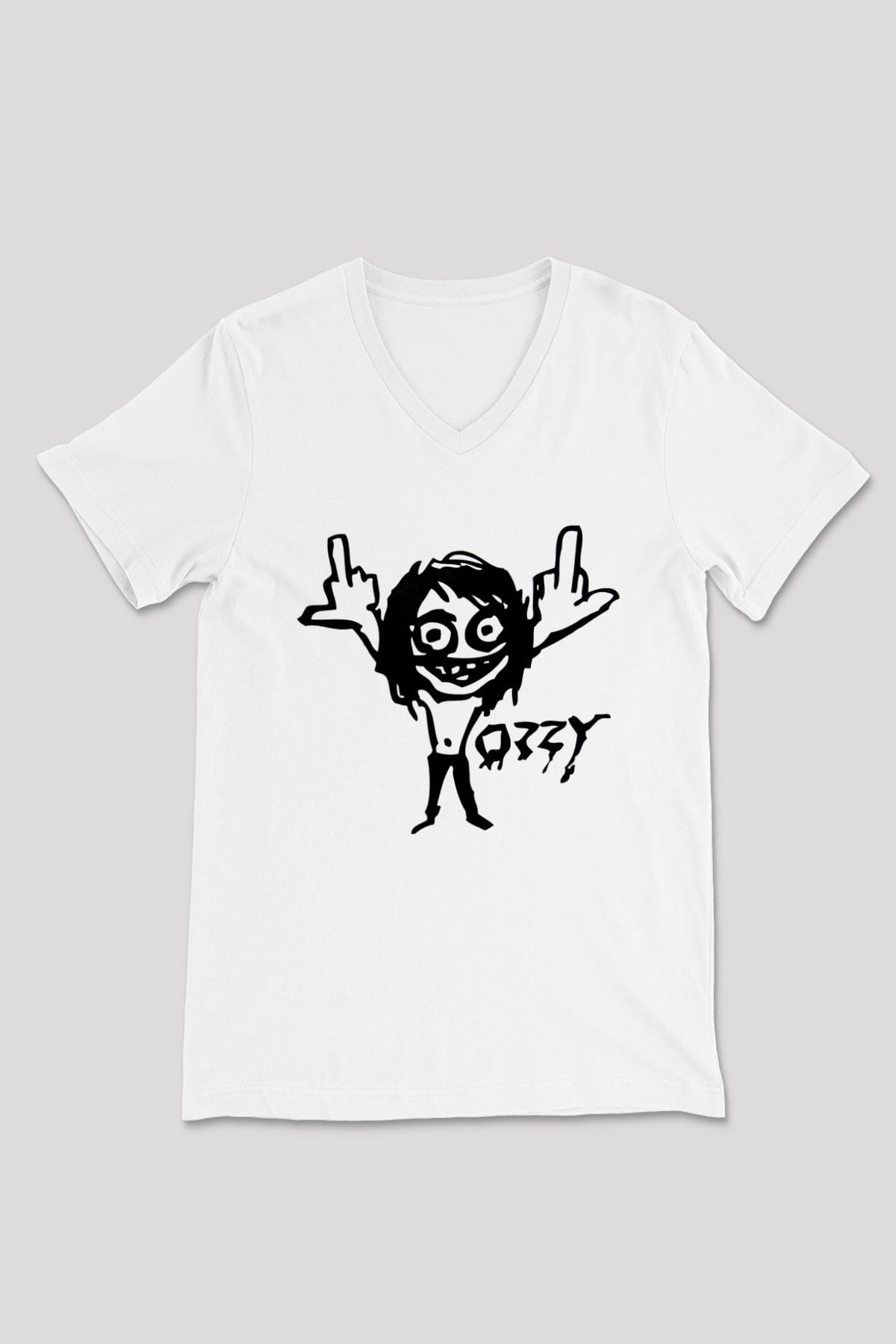 Black Sabbath Beyaz Unisex V Yaka Tişört