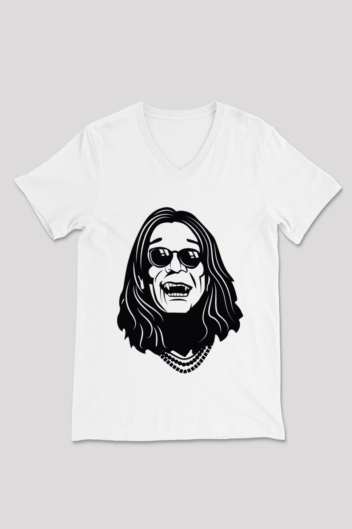 Black Sabbath Beyaz Unisex V Yaka Tişört