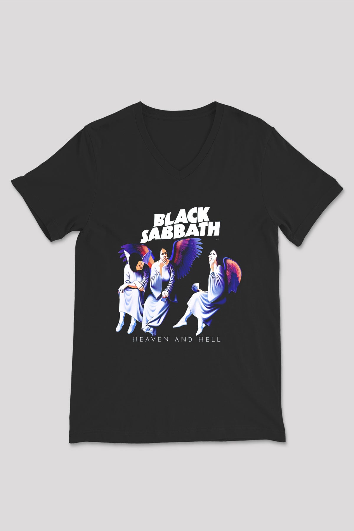 Black Sabbath Heaven And Hell Siyah Unisex V Yaka Tişört