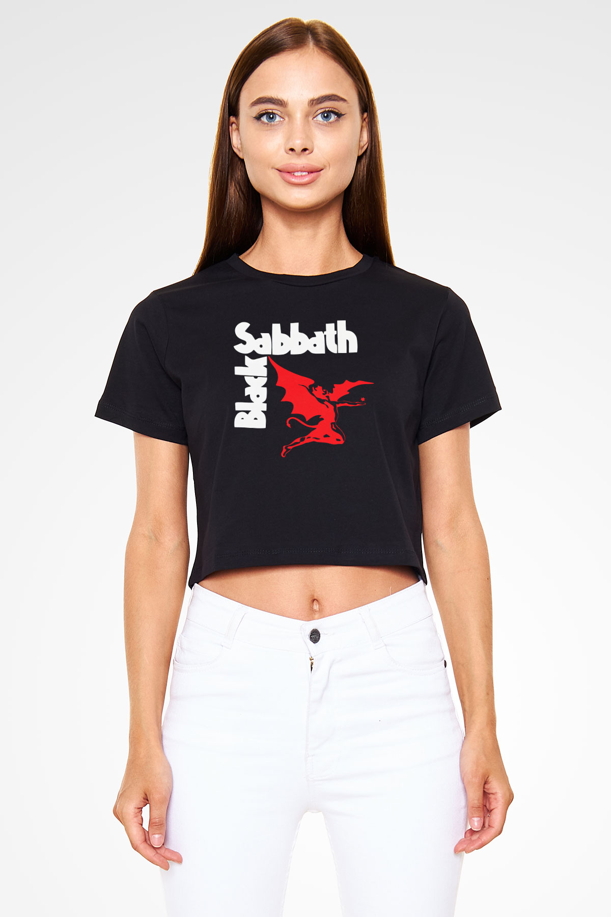 Black Sabbath Siyah  Crop Top Tişört