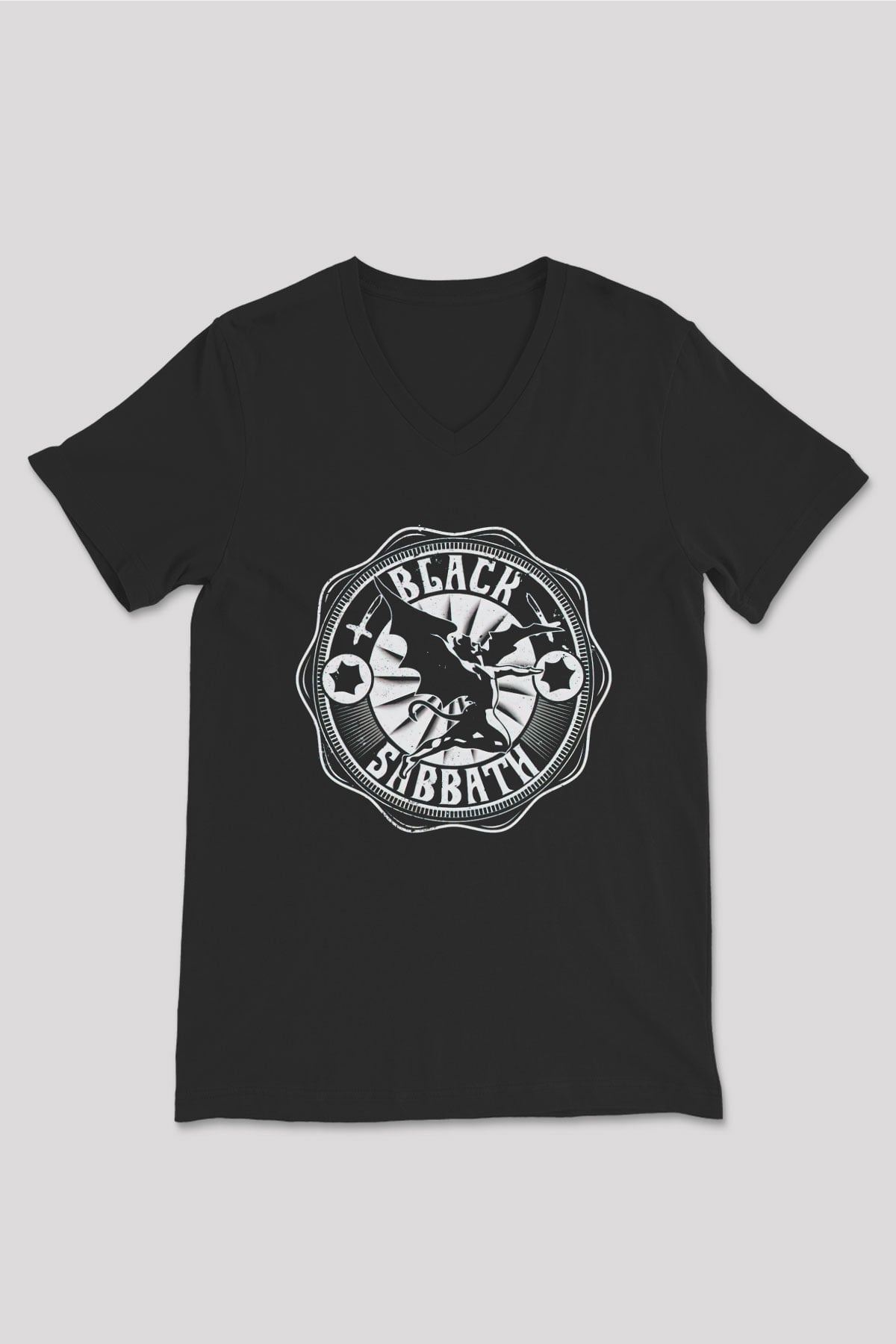 Black Sabbath Siyah Unisex V Yaka Tişört