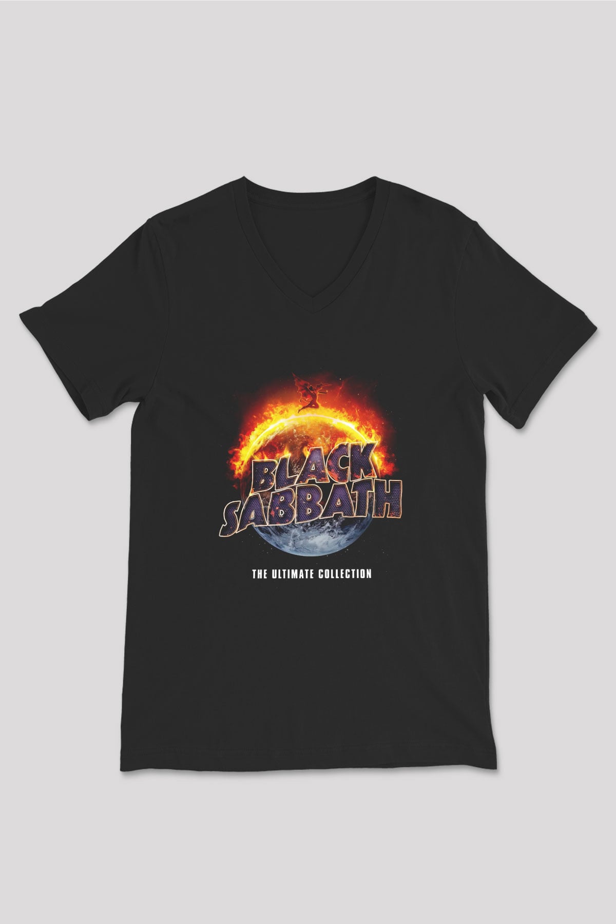 Black Sabbath Siyah Unisex V Yaka Tişört