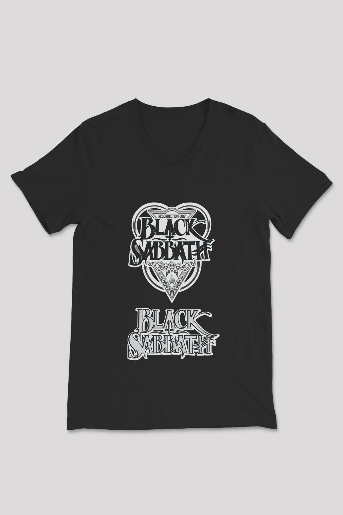 Black Sabbath Siyah Unisex V Yaka Tişört T-Shirt