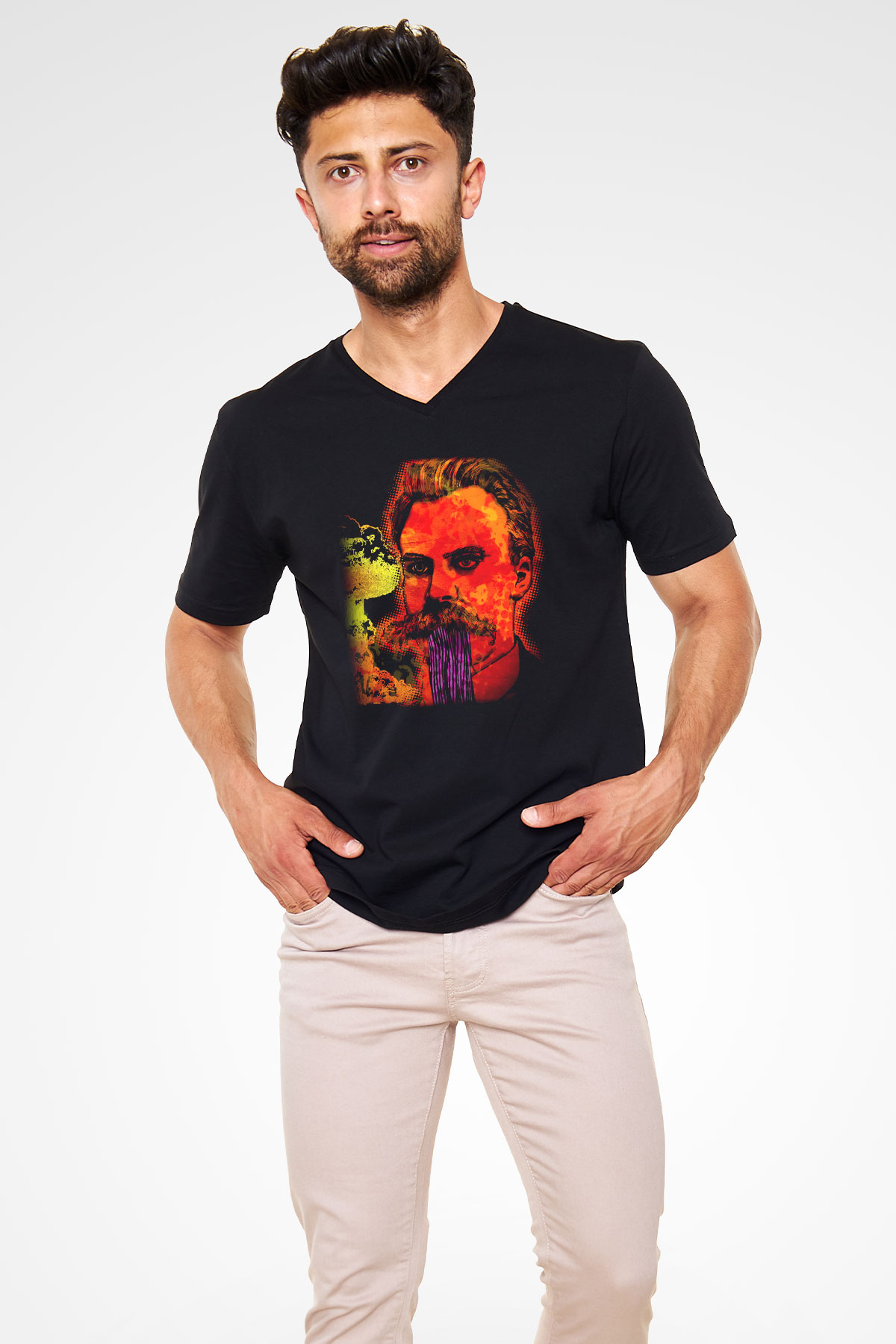 Black Sabbath Siyah Unisex V Yaka Tişört T-Shirt