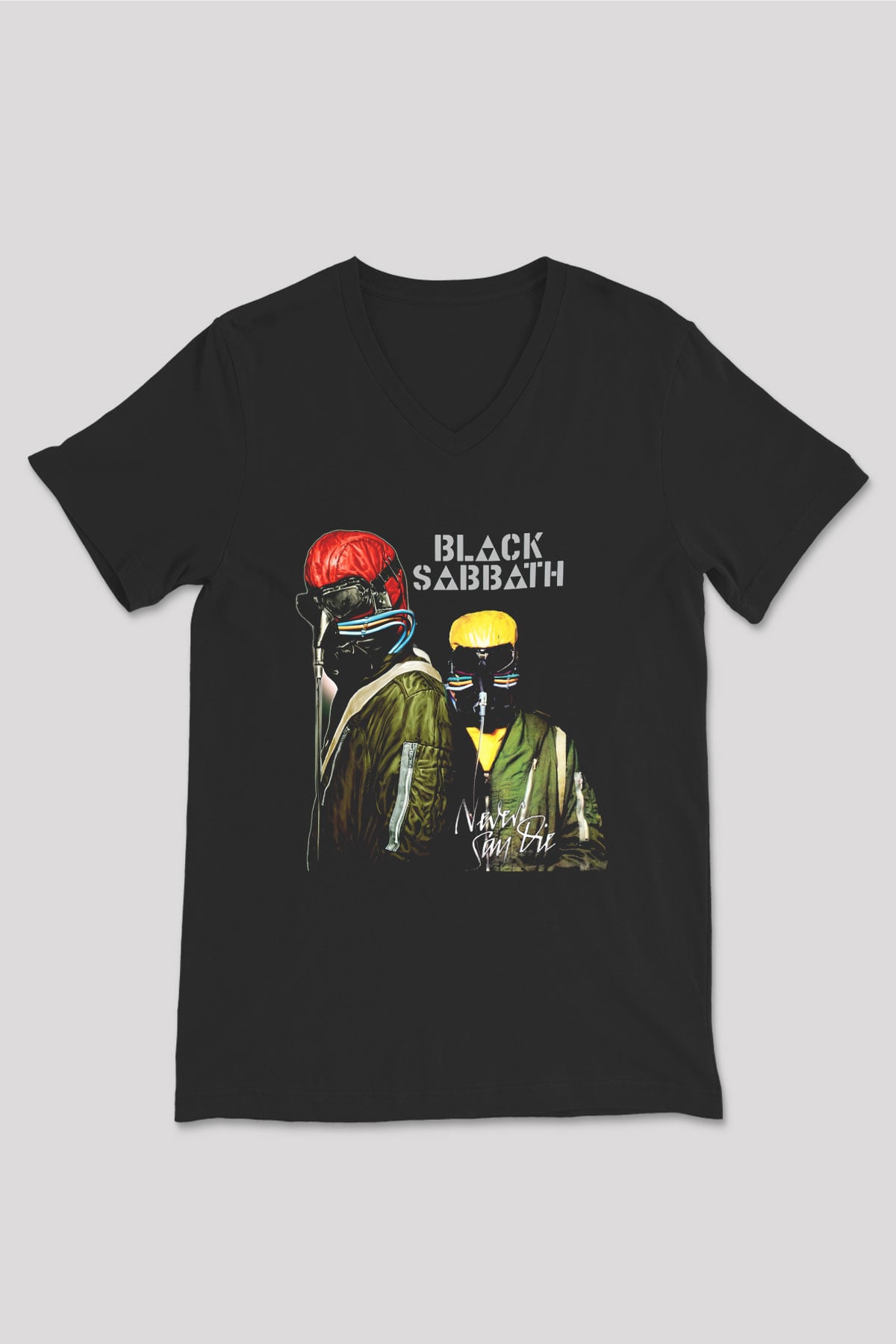 Black Sabbath Siyah Unisex V Yaka Tişört T-Shirt