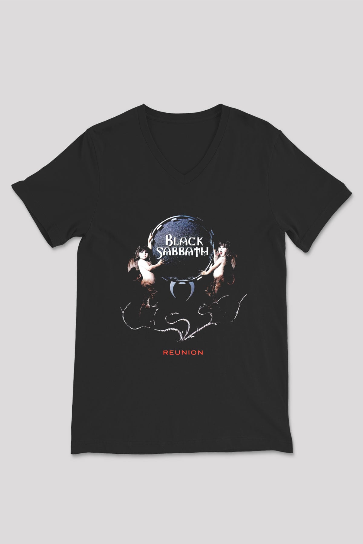 Black Sabbath Siyah Unisex V Yaka Tişört T-Shirt