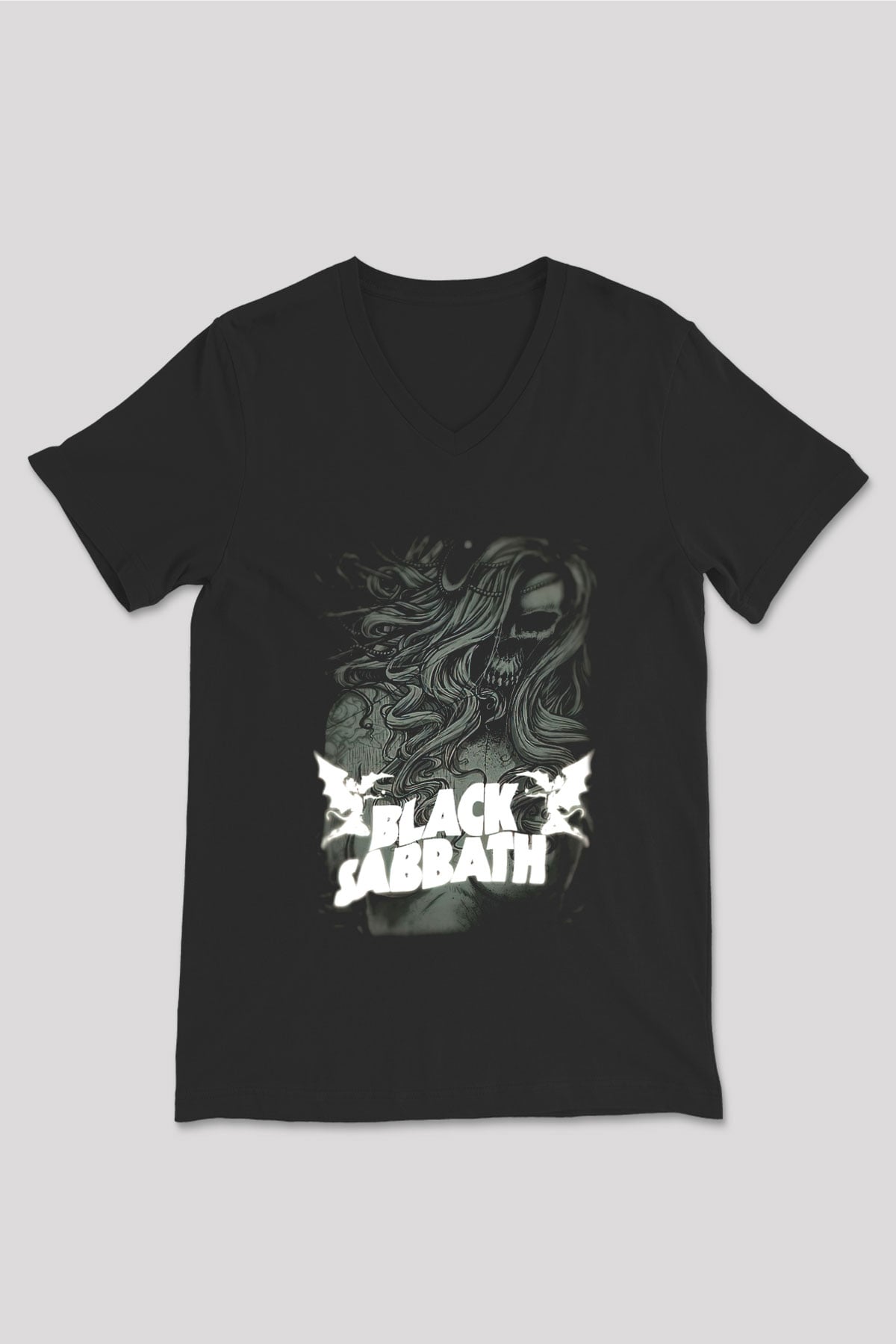 Black Sabbath Siyah Unisex V Yaka Tişört T-Shirt