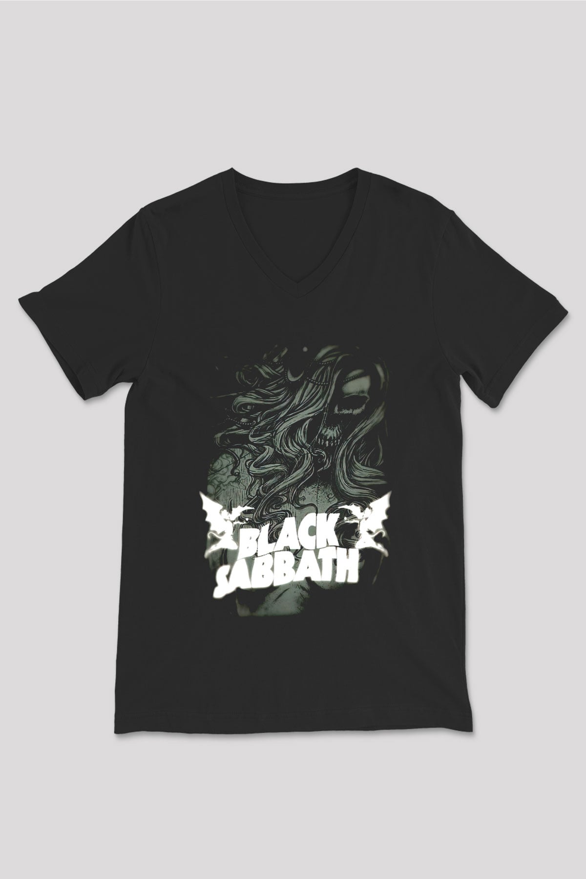 Black Sabbath Siyah Unisex V Yaka Tişört