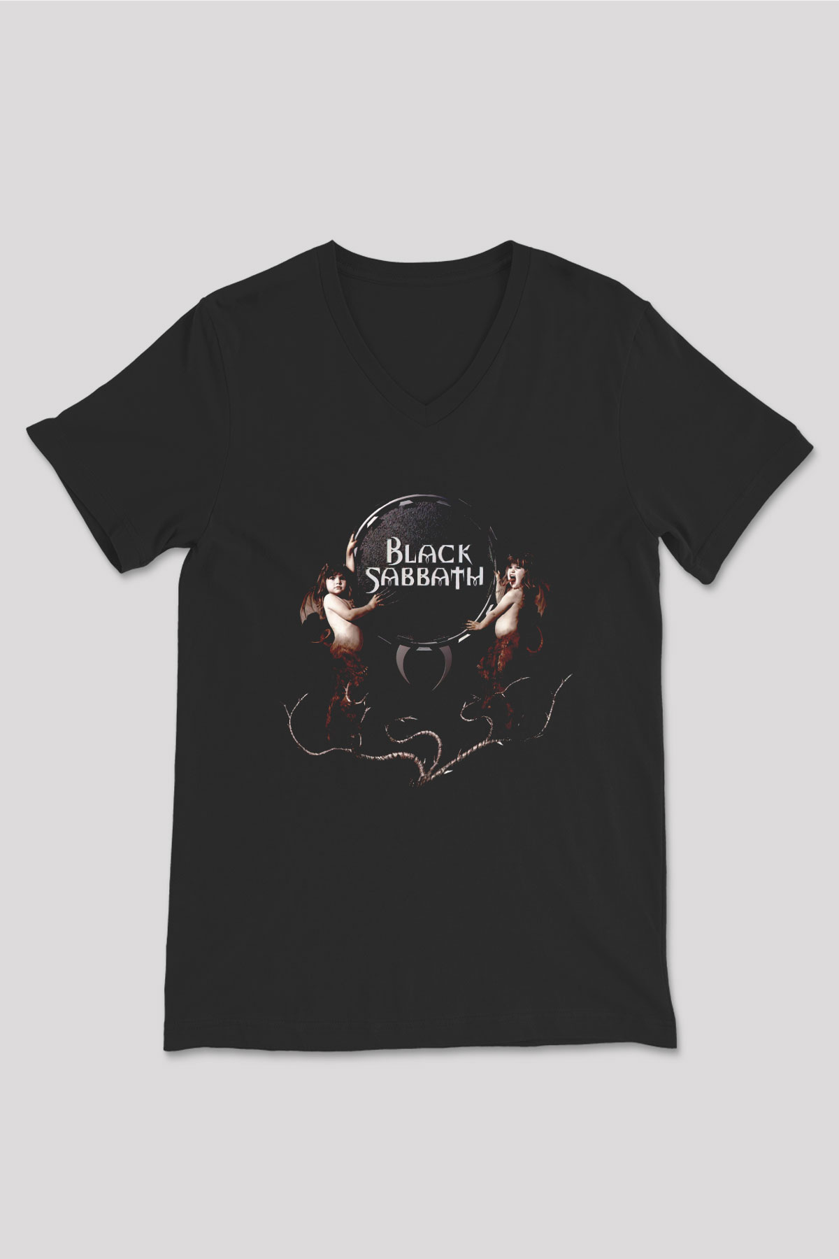 Black Sabbath Siyah Unisex V Yaka Tişört