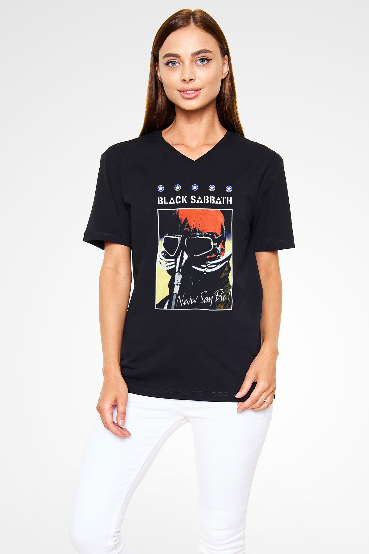 Black Sabbath Siyah Unisex V Yaka Tişört T-Shirt