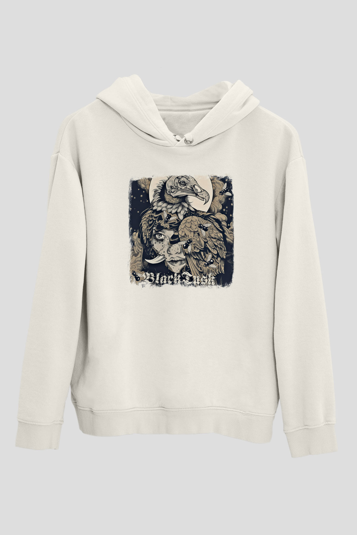 Black Tusk Baskılı Unisex Beyaz Hoodie