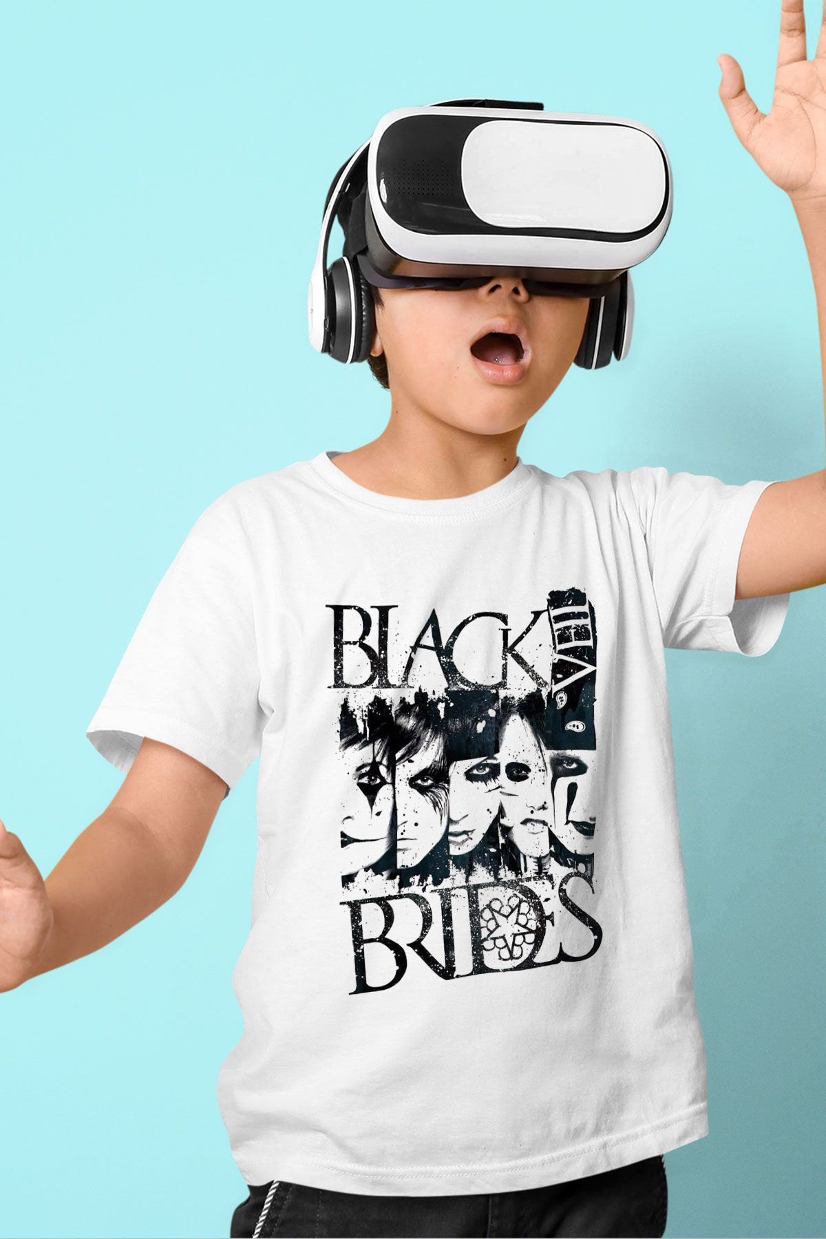 Black Veil Brides Baskılı Beyaz Unisex Çocuk Tişört