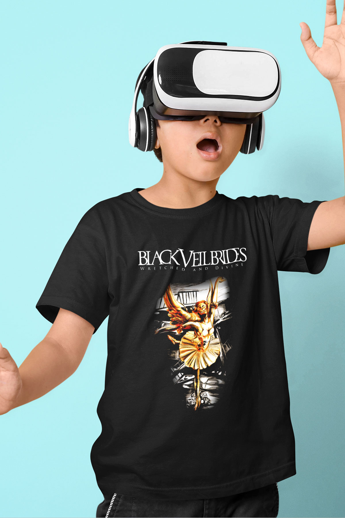 Black Veil Brides Baskılı Siyah Unisex Çocuk Tişört