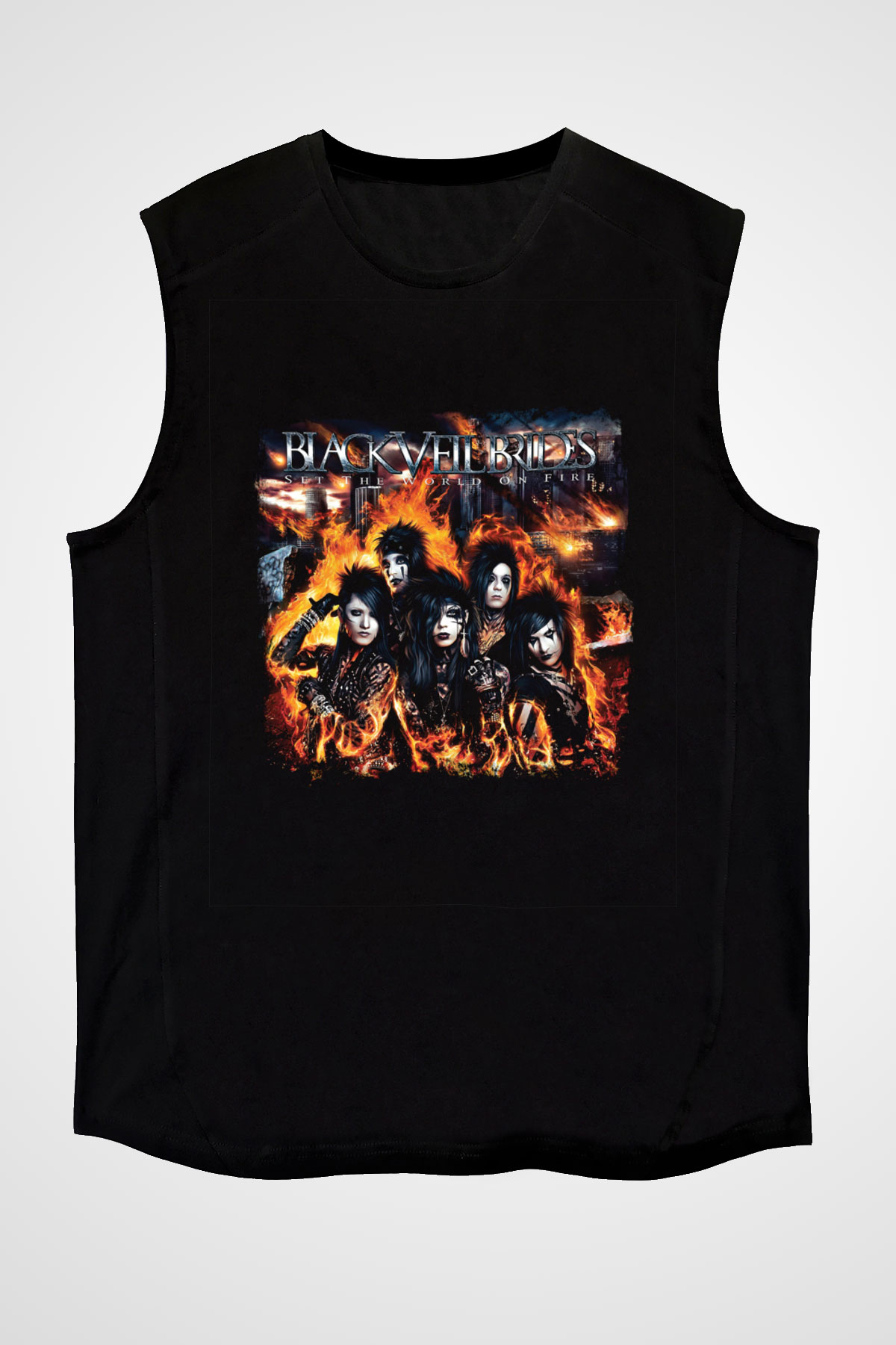 Black Veil Brides Baskılı Unisex Siyah Kolsuz Tişört