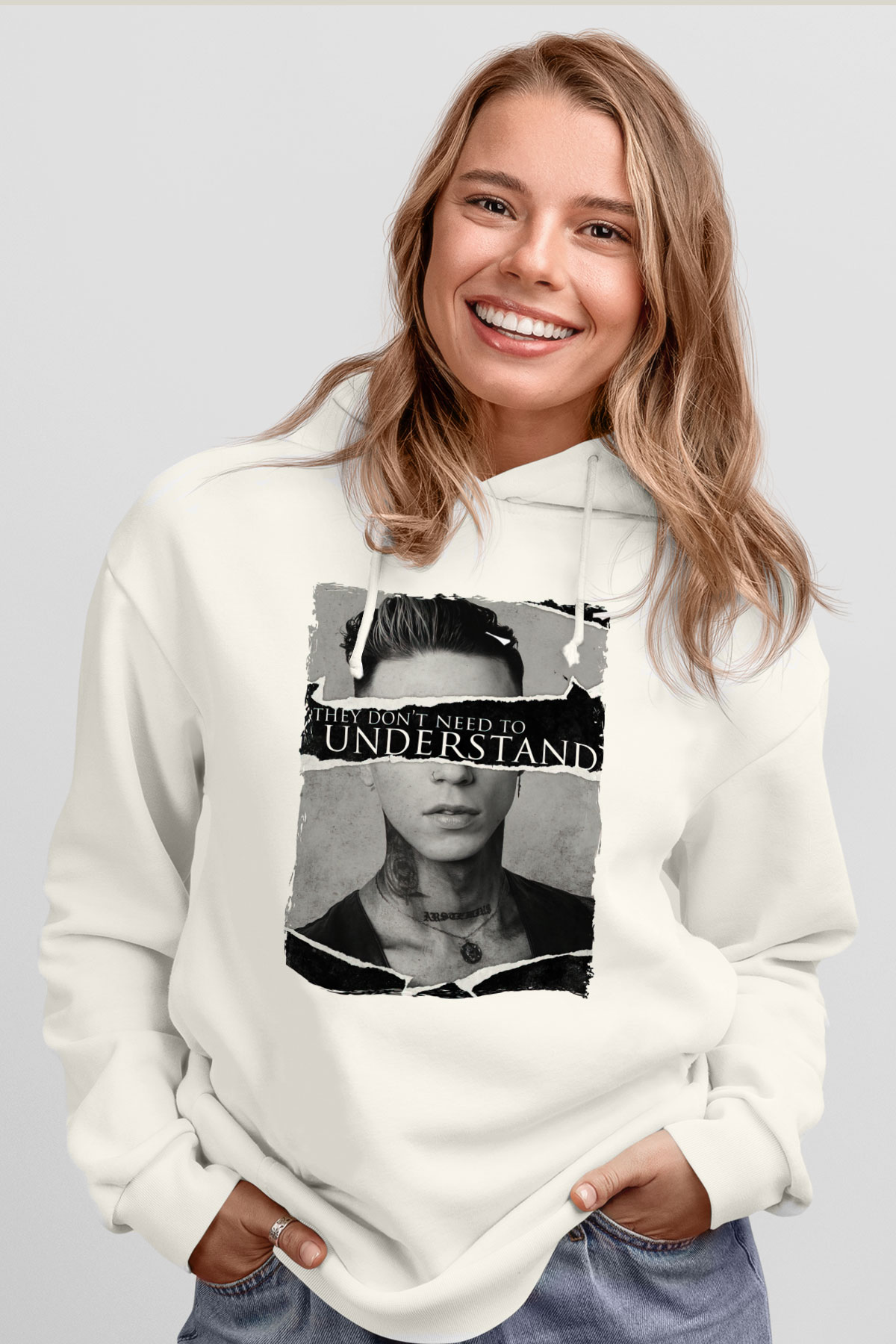 Black Veil Brides Beyaz Unisex Kapüşonlu Sweatshirt
