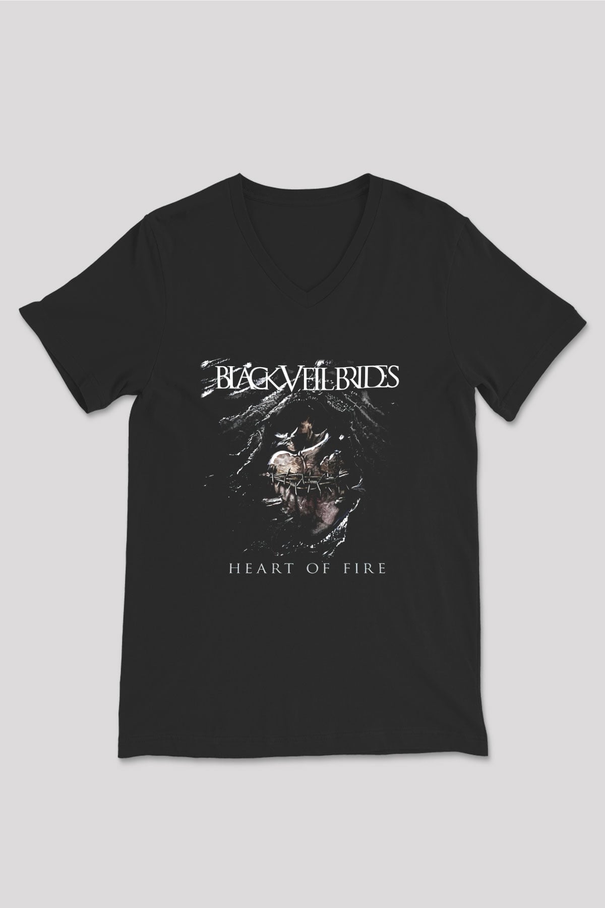 Black Veil Brides Siyah Unisex V Yaka Tişört T-Shirt