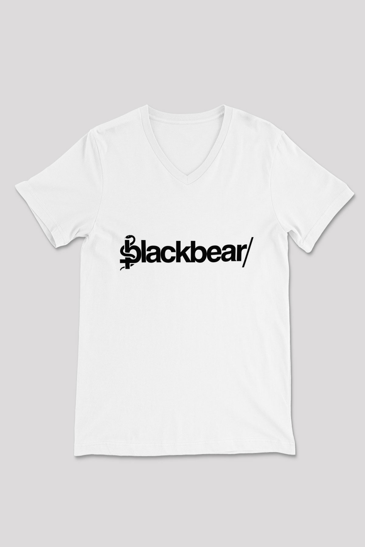 BlackBear Beyaz Unisex V Yaka Tişört T-Shirt