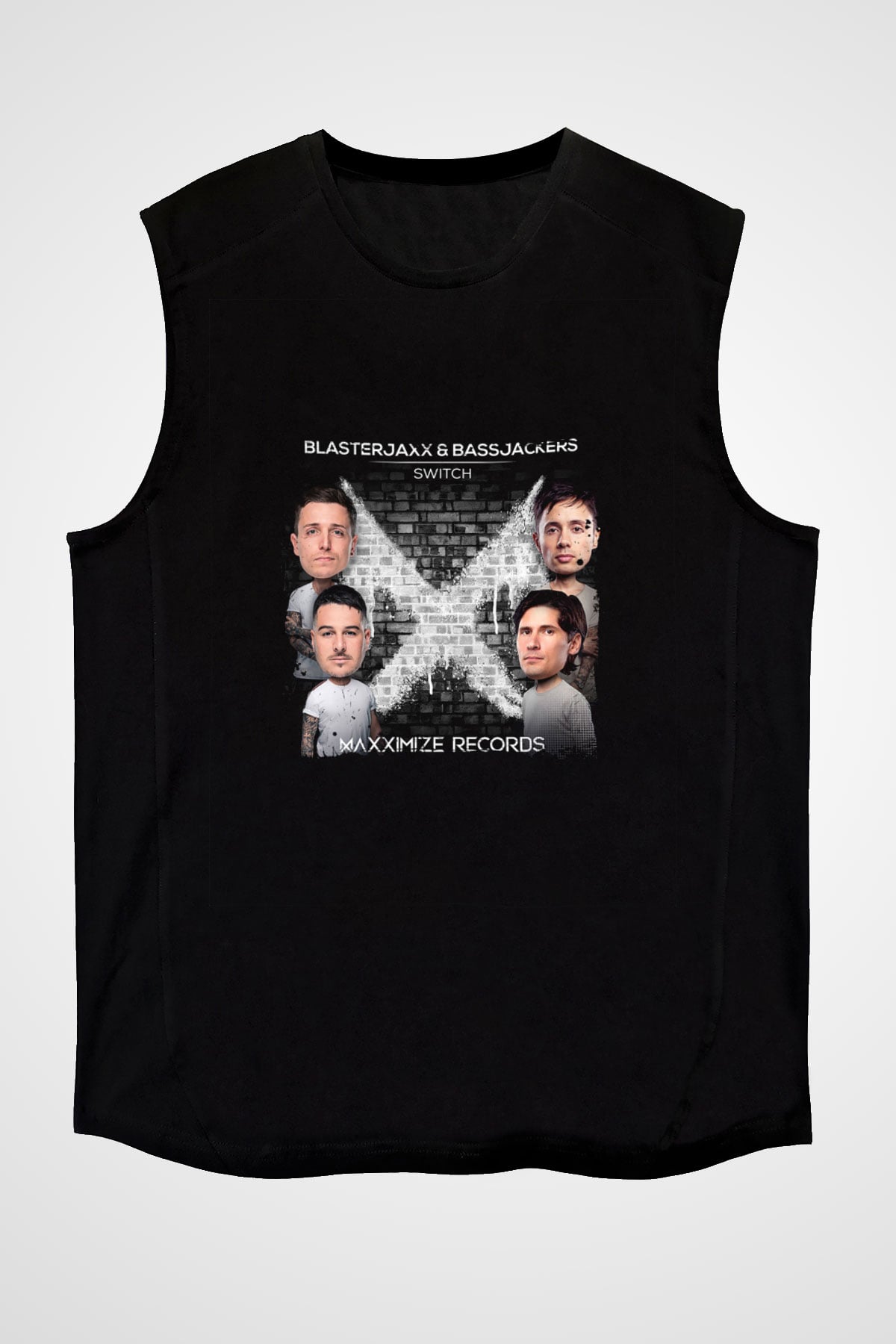 Blasterjaxx Baskılı Unisex Siyah Kolsuz Tişört