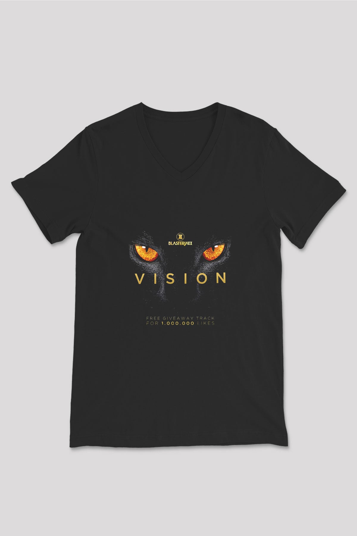Blasterjaxx Baskılı Unisex Siyah V Yaka Tişört