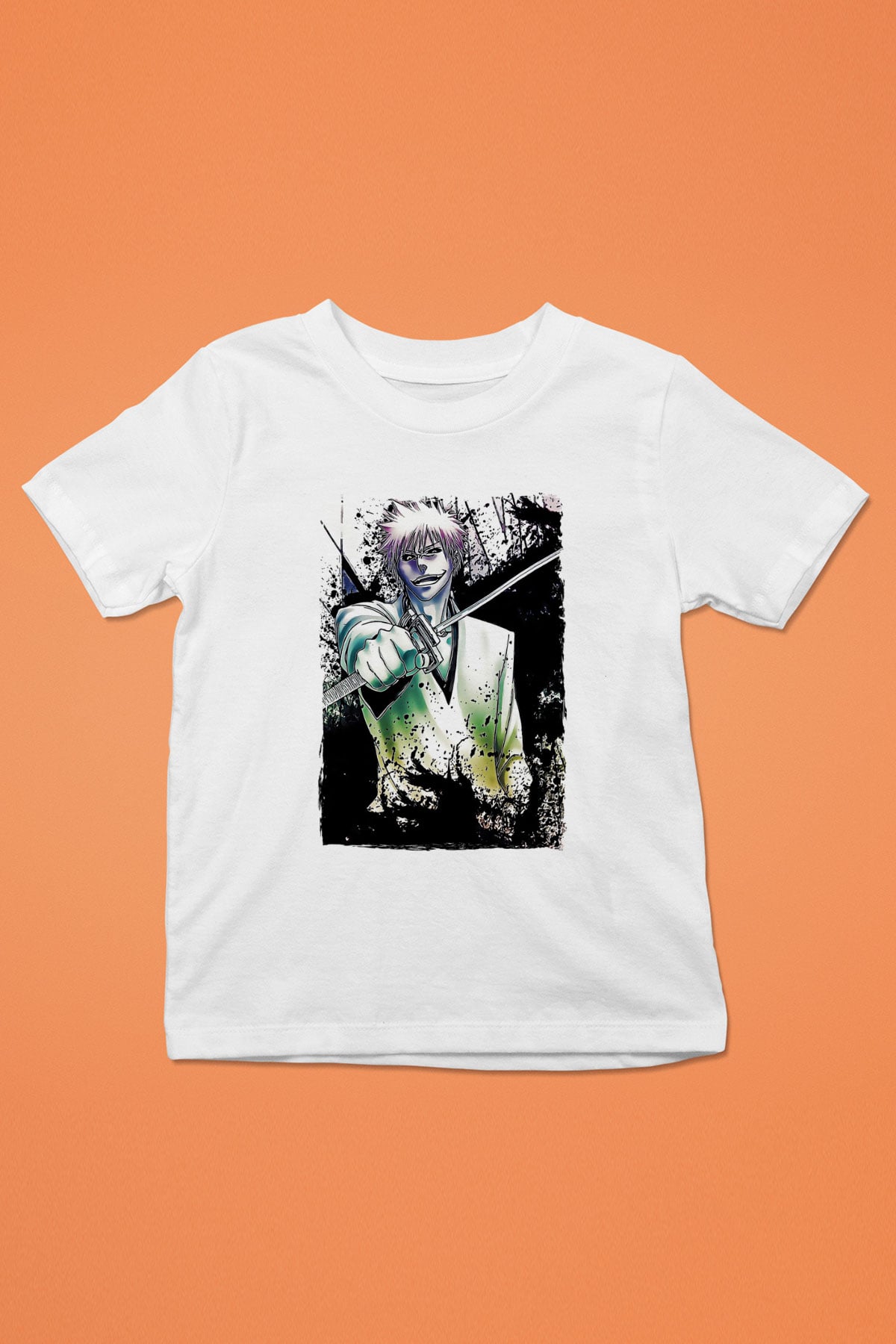 Bleach Baskılı Beyaz Unisex Beyaz Çocuk Tişört - Tshirt