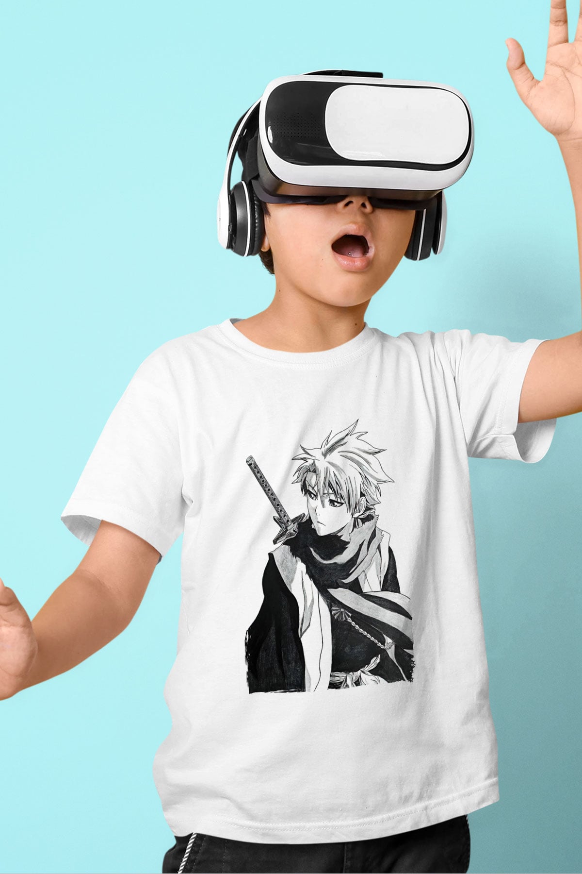Bleach Baskılı Beyaz Unisex Beyaz Çocuk Tişört - Tshirt