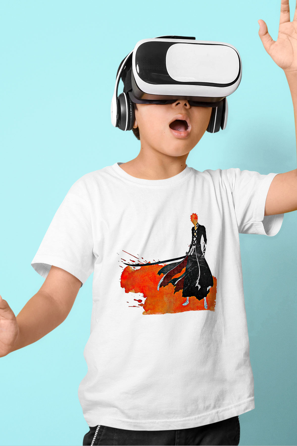 Bleach Baskılı Beyaz Unisex Beyaz Çocuk Tişört - Tshirt