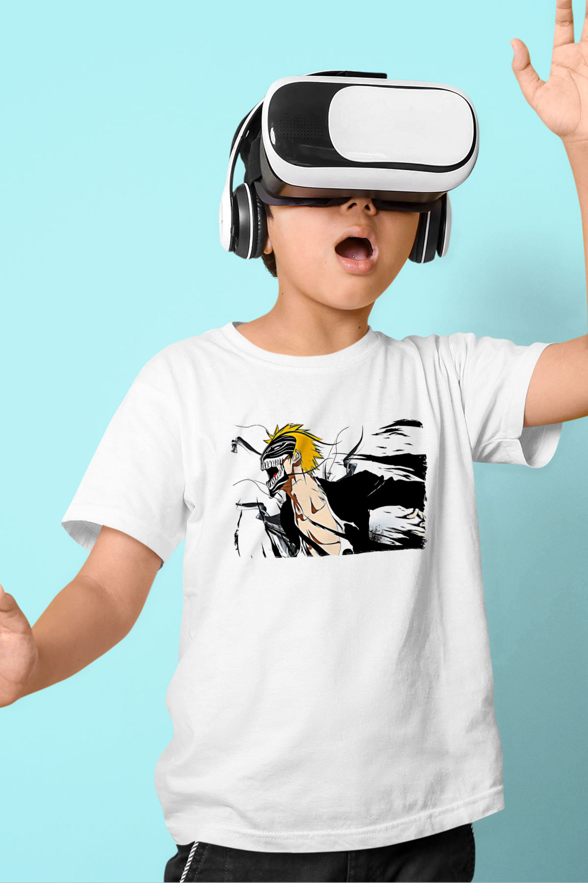 Bleach Baskılı Beyaz Unisex Beyaz Çocuk Tişört - Tshirt