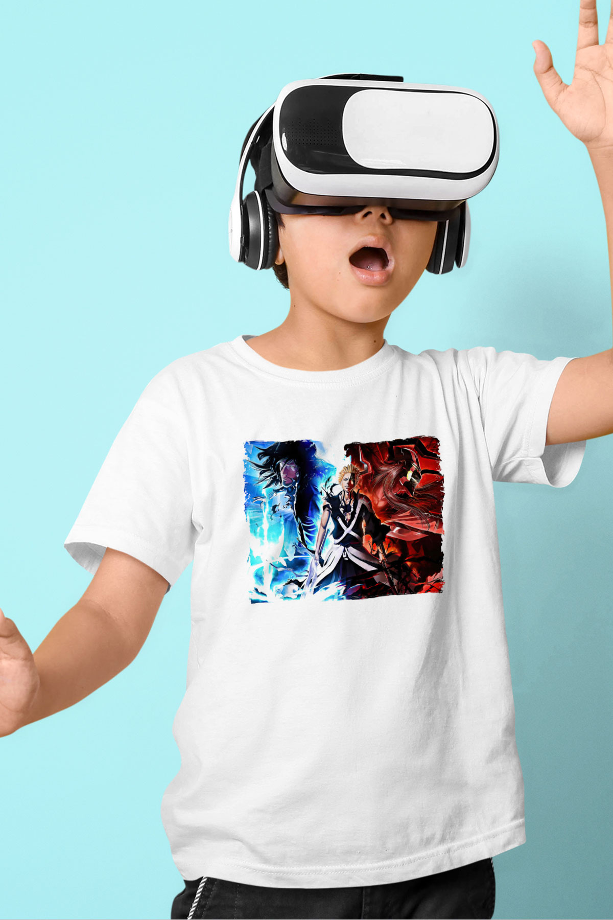 Bleach Baskılı Beyaz Unisex Beyaz Çocuk Tişört - Tshirt