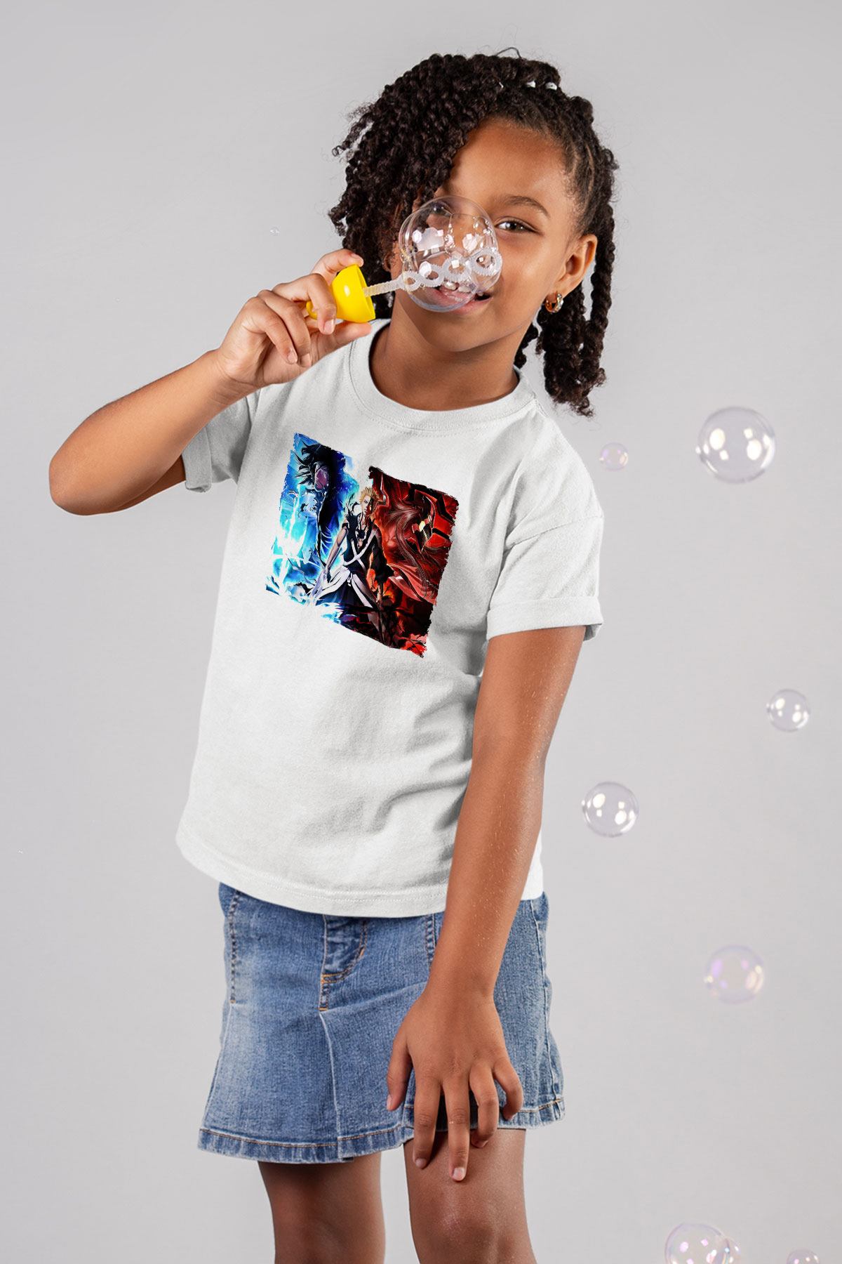 Bleach Baskılı Beyaz Unisex Beyaz Çocuk Tişört - Tshirt