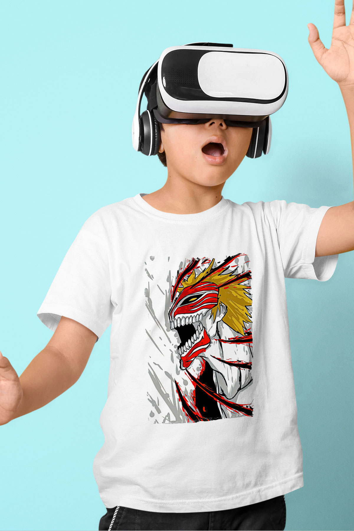 Bleach Baskılı Beyaz Unisex Beyaz Çocuk Tişört - Tshirt