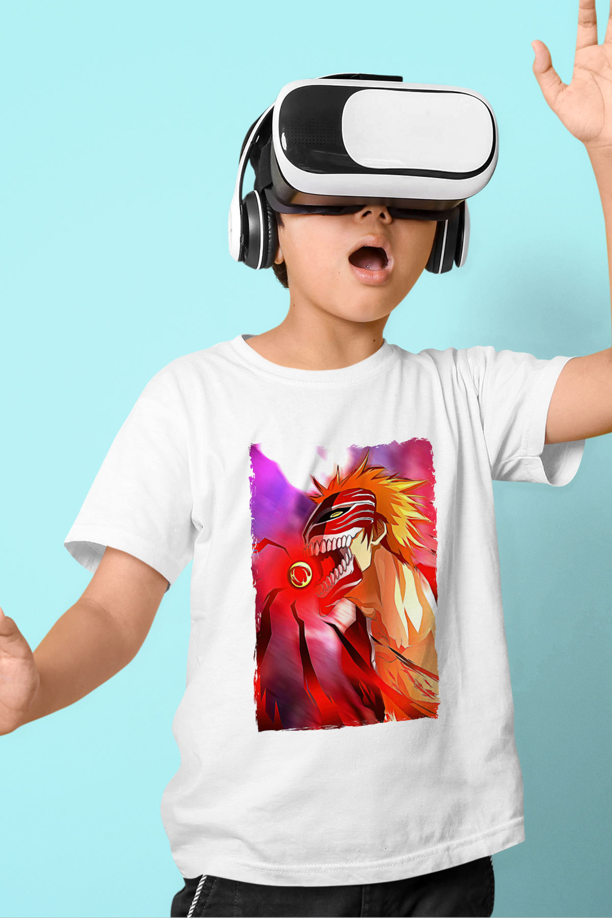 Bleach Baskılı Beyaz Unisex Beyaz Çocuk Tişört - Tshirt