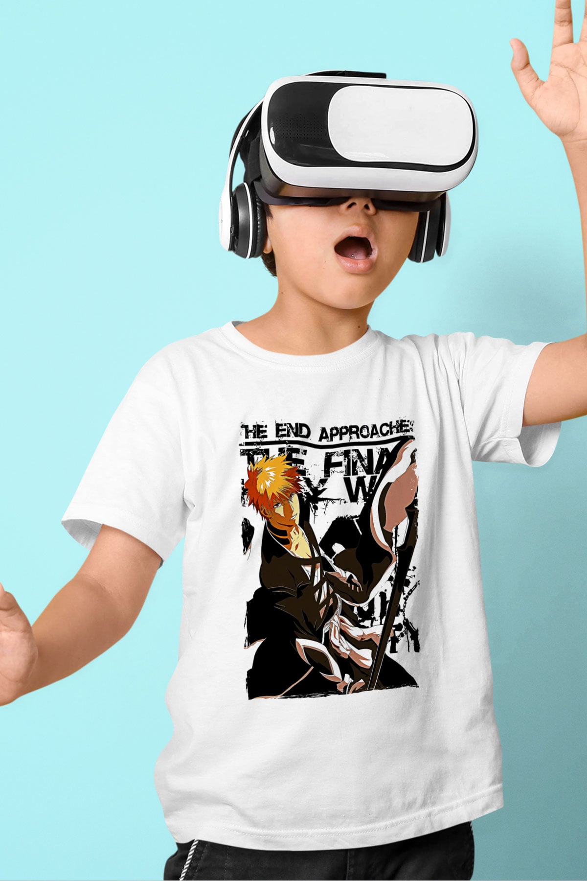 Bleach Baskılı Beyaz Unisex Beyaz Çocuk Tişört - Tshirt