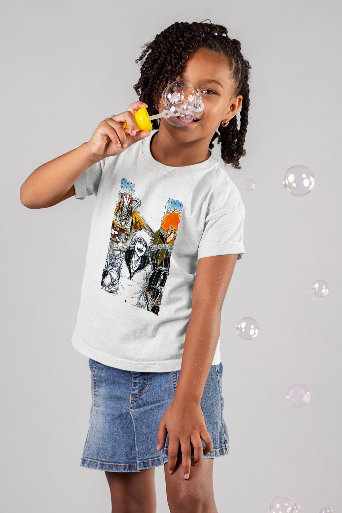 Bleach Baskılı Beyaz Unisex Beyaz Çocuk Tişört - Tshirt