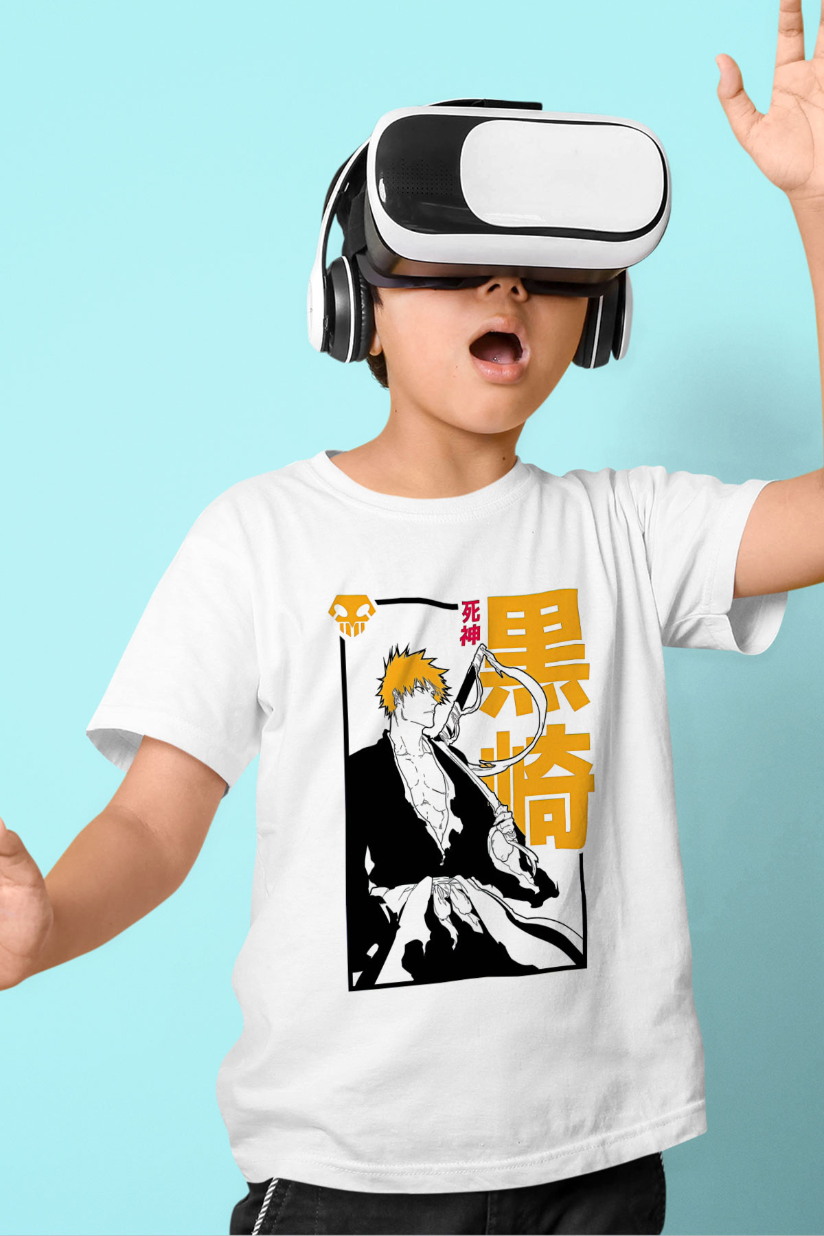 Bleach Baskılı Beyaz Unisex Beyaz Çocuk Tişört - Tshirt