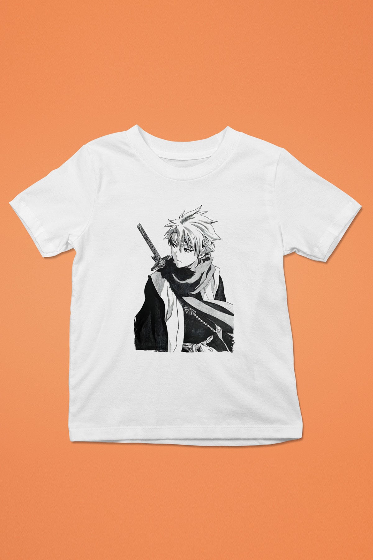 Bleach Baskılı Beyaz Unisex Beyaz Çocuk Tişört - Tshirt