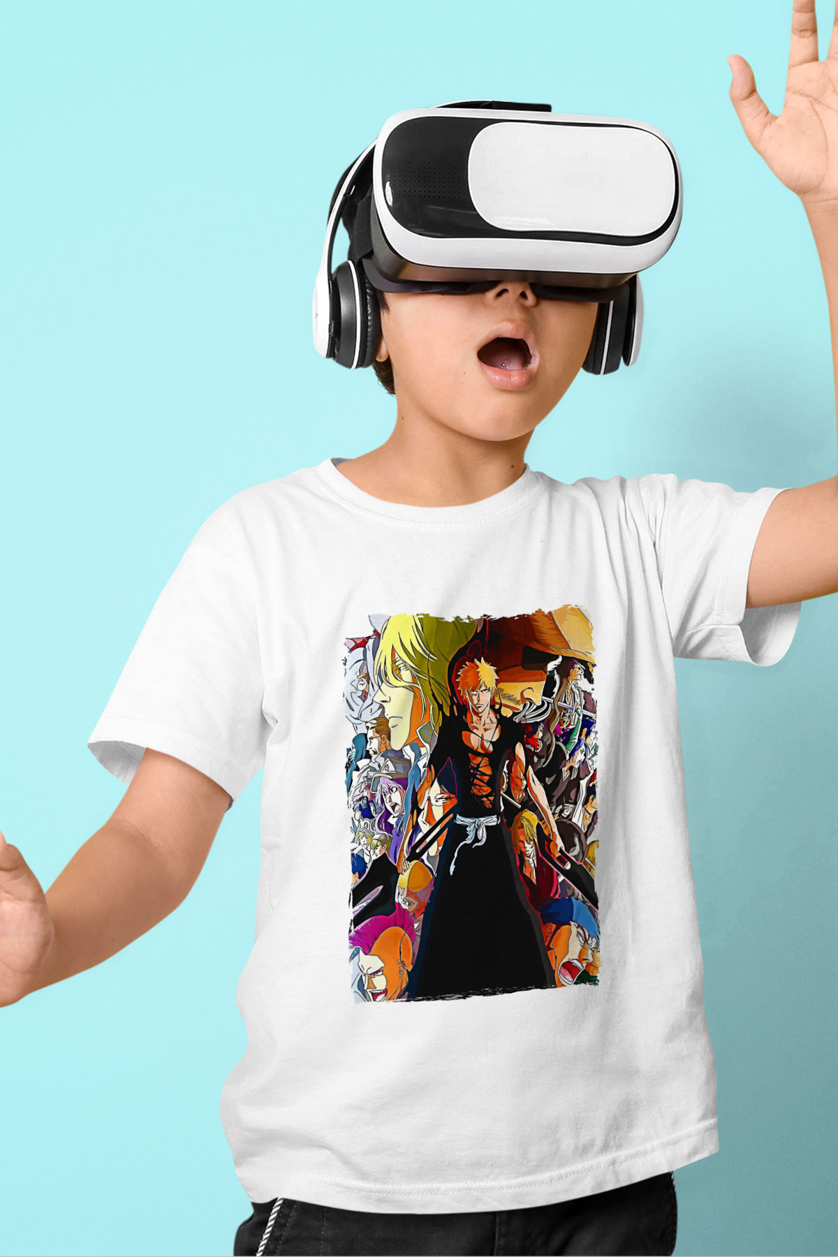 Bleach Baskılı Beyaz Unisex Beyaz Çocuk Tişört - Tshirt