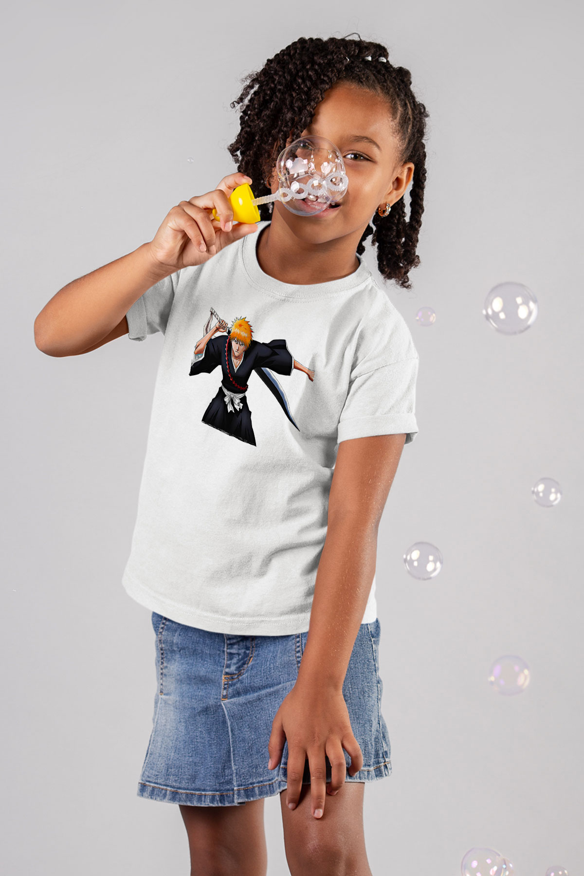 Bleach Baskılı Beyaz Unisex Beyaz Çocuk Tişört - Tshirt