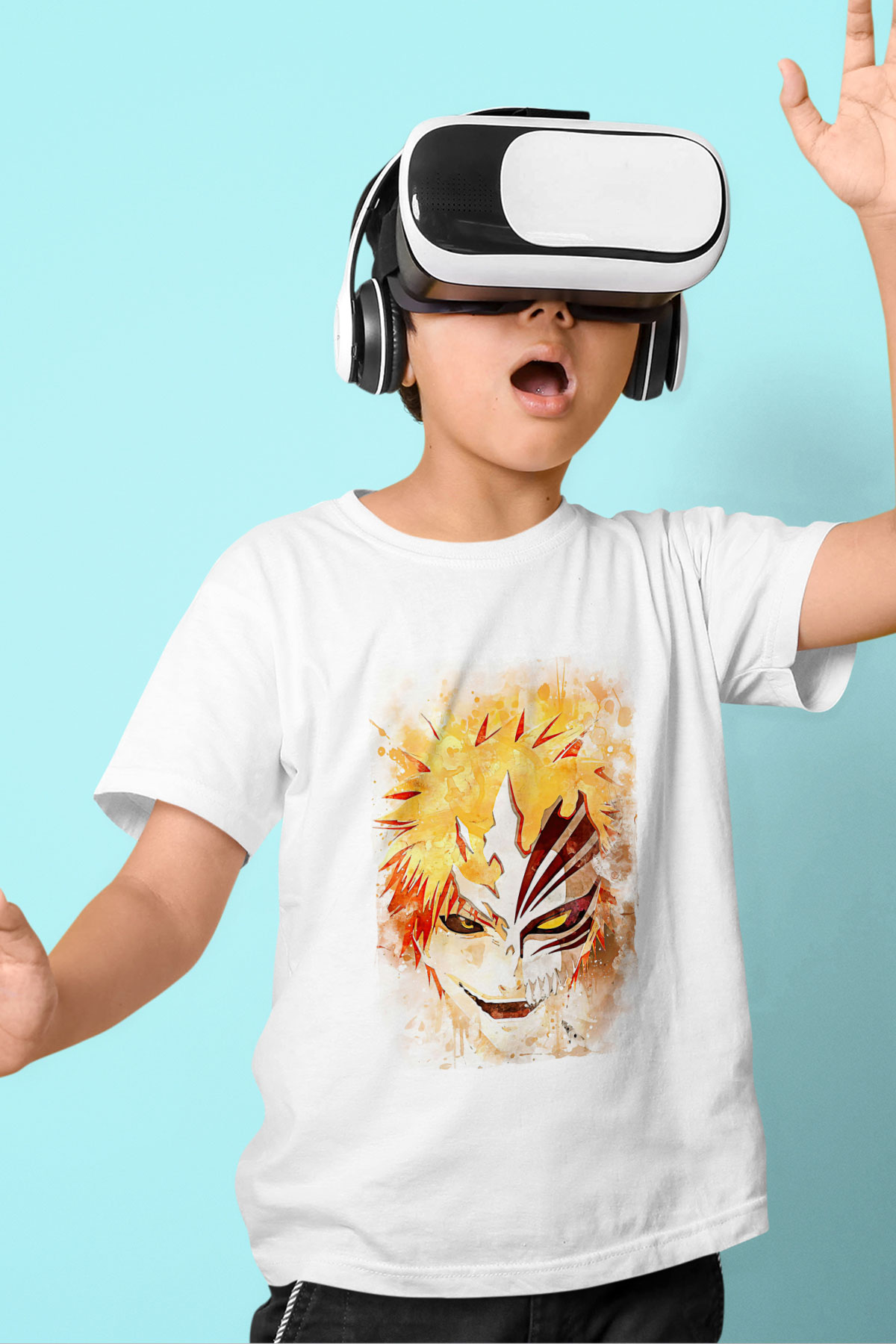 Bleach Baskılı Beyaz Unisex Beyaz Çocuk Tişört - Tshirt