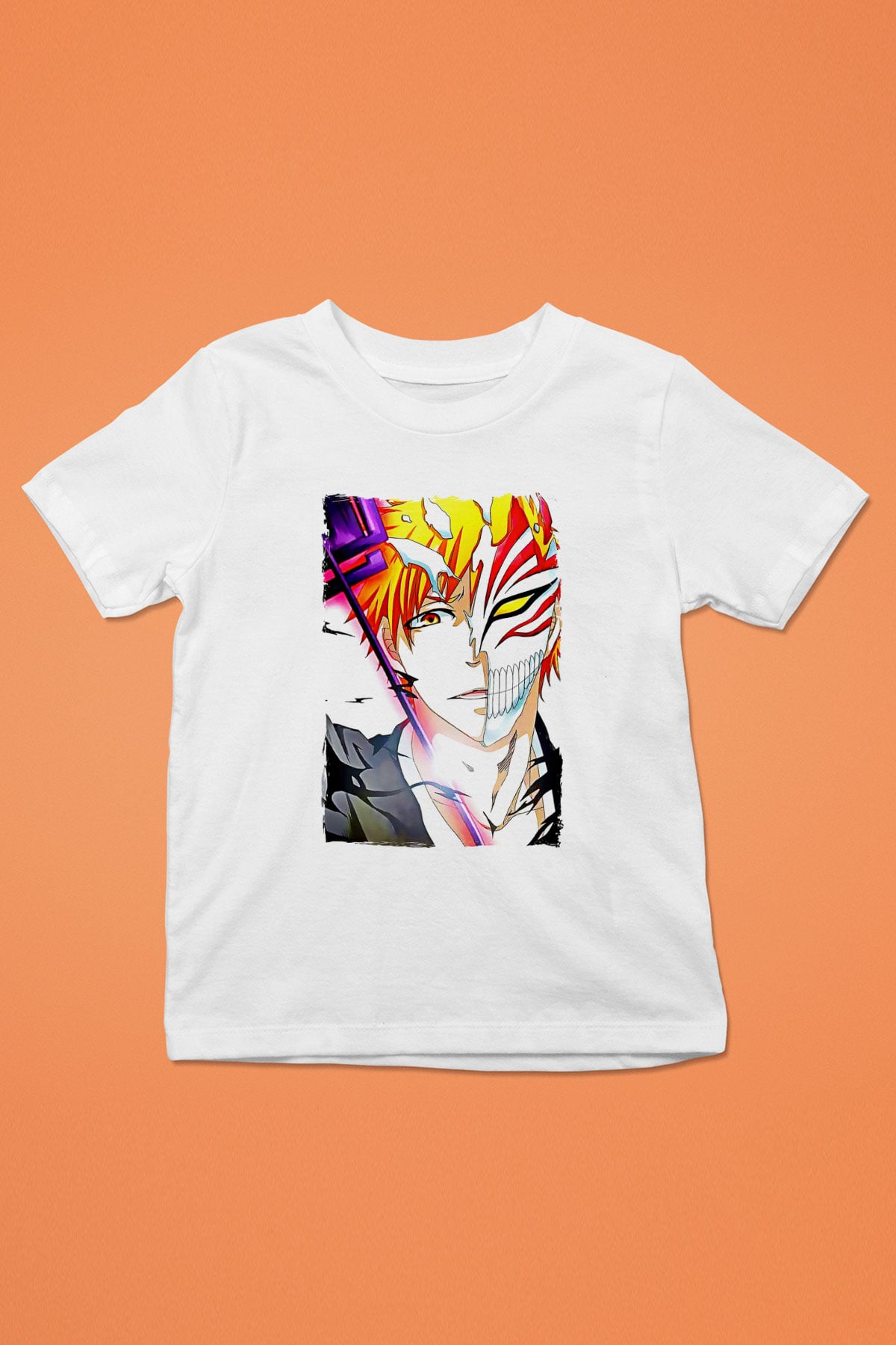 Bleach Baskılı Beyaz Unisex Beyaz Çocuk Tişört - Tshirt