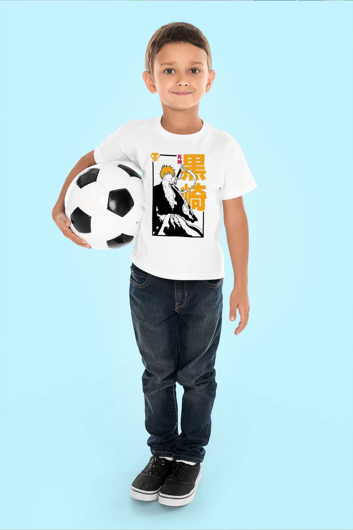 Bleach Baskılı Beyaz Unisex Beyaz Çocuk Tişört - Tshirt