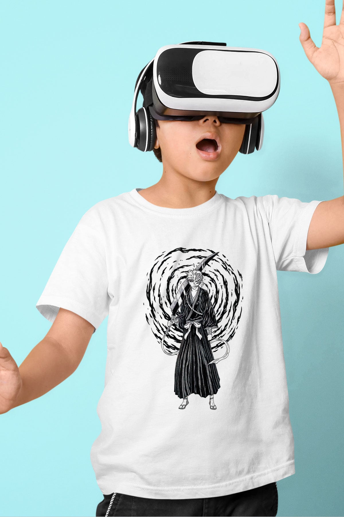 Bleach Baskılı Beyaz Unisex Beyaz Çocuk Tişört - Tshirt