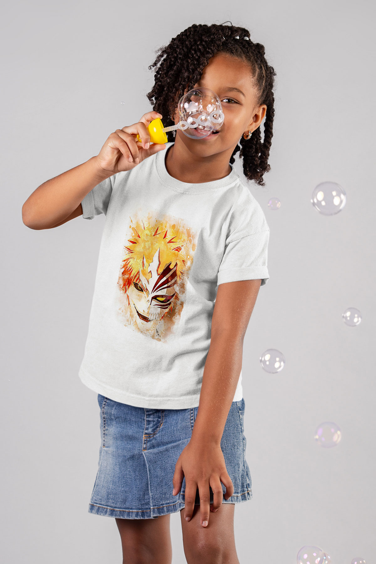 Bleach Baskılı Beyaz Unisex Beyaz Çocuk Tişört - Tshirt