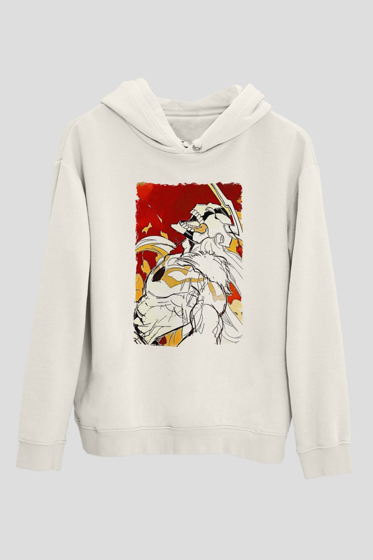 Bleach Baskılı Beyaz Unisex Hoodie
