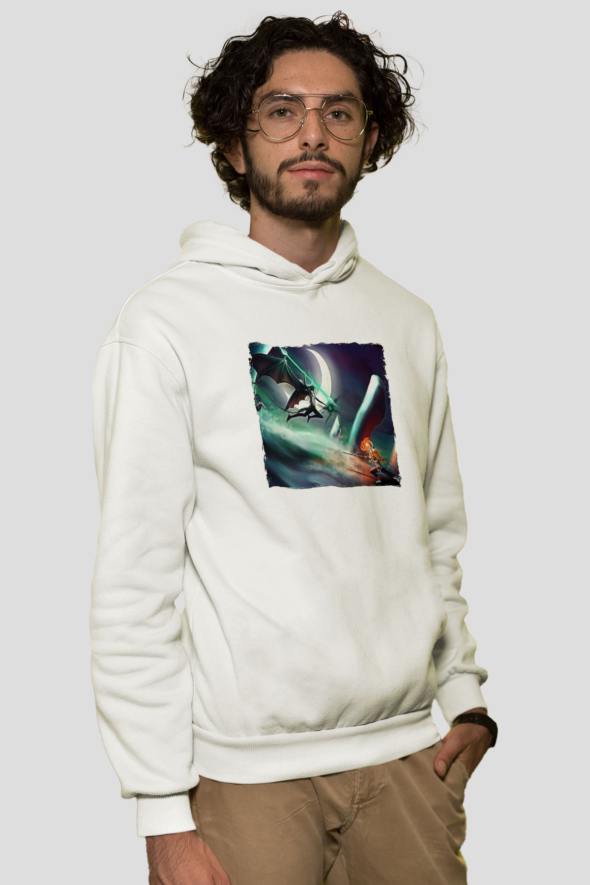 Bleach Baskılı Beyaz Unisex Hoodie